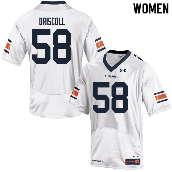 Women #58 Jack Driscoll Auburn Tigers College Football Jerseys Sale-White